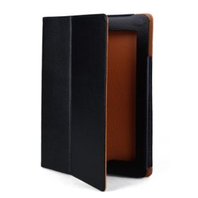 Classic Protective Hard Leather Case and Stand for Apple Ipad 2(Black)