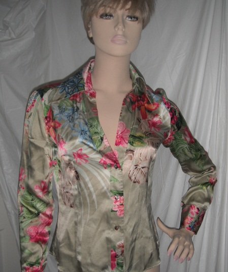 Roberto Cavalli Silk Green Print Blouse