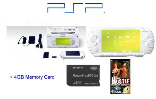 Sony PSP Limited Edition "Ceramic White" Bundle with One "Hot" PSP Game + 4GB Memory Card