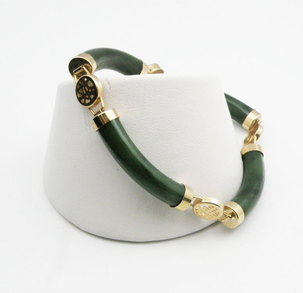 Antique Green Jade 14kt gold bracelet
