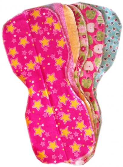 5 *NEW* GIRLY flannel baby BURP CLOTHS - SOFT & CUTE!!
