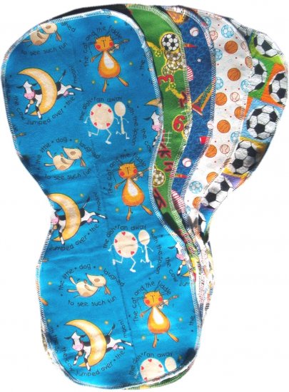 5 *NEW* BOY flannel baby BURP CLOTHS - SOFT & so CUTE!