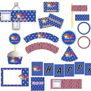 Superman Birthday Party on Superhero Superman Birthday Baby Boy Shower Party Kit Package