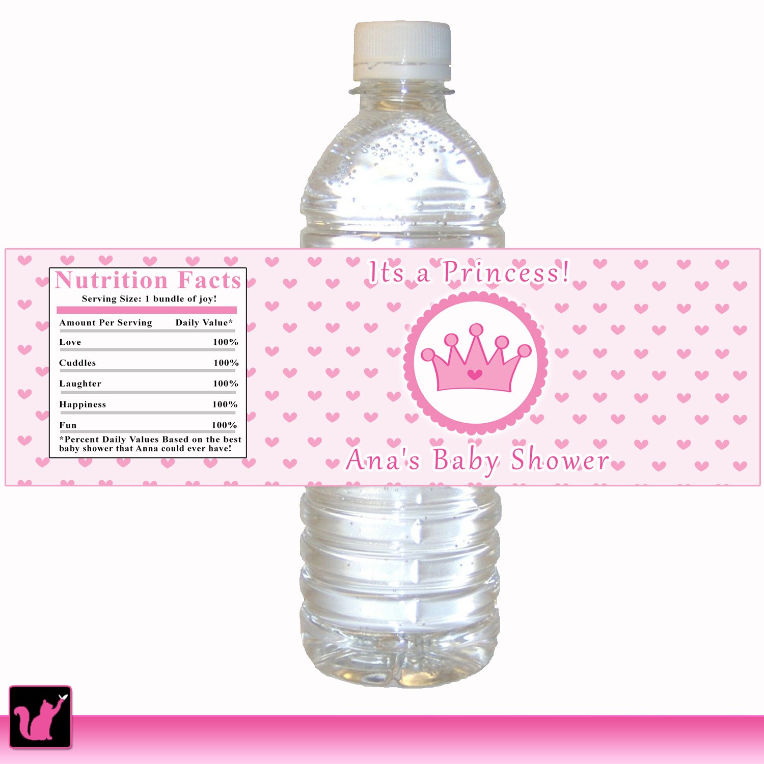 Printable Princess Water Bottle Labels Wrappers Birthday Party Baby 