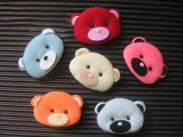 6Pcs Fabric Puffy Bears Sewing/Paper Craft/Kid/Mix