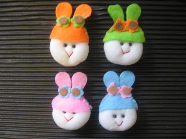 8pcs Fabric Puffy Kiddy Heads~Card Topper/Sewing/Paper