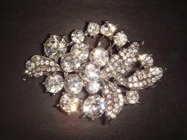 Bridal Crystal bling leaf Rhinestone Brooch pin PI232