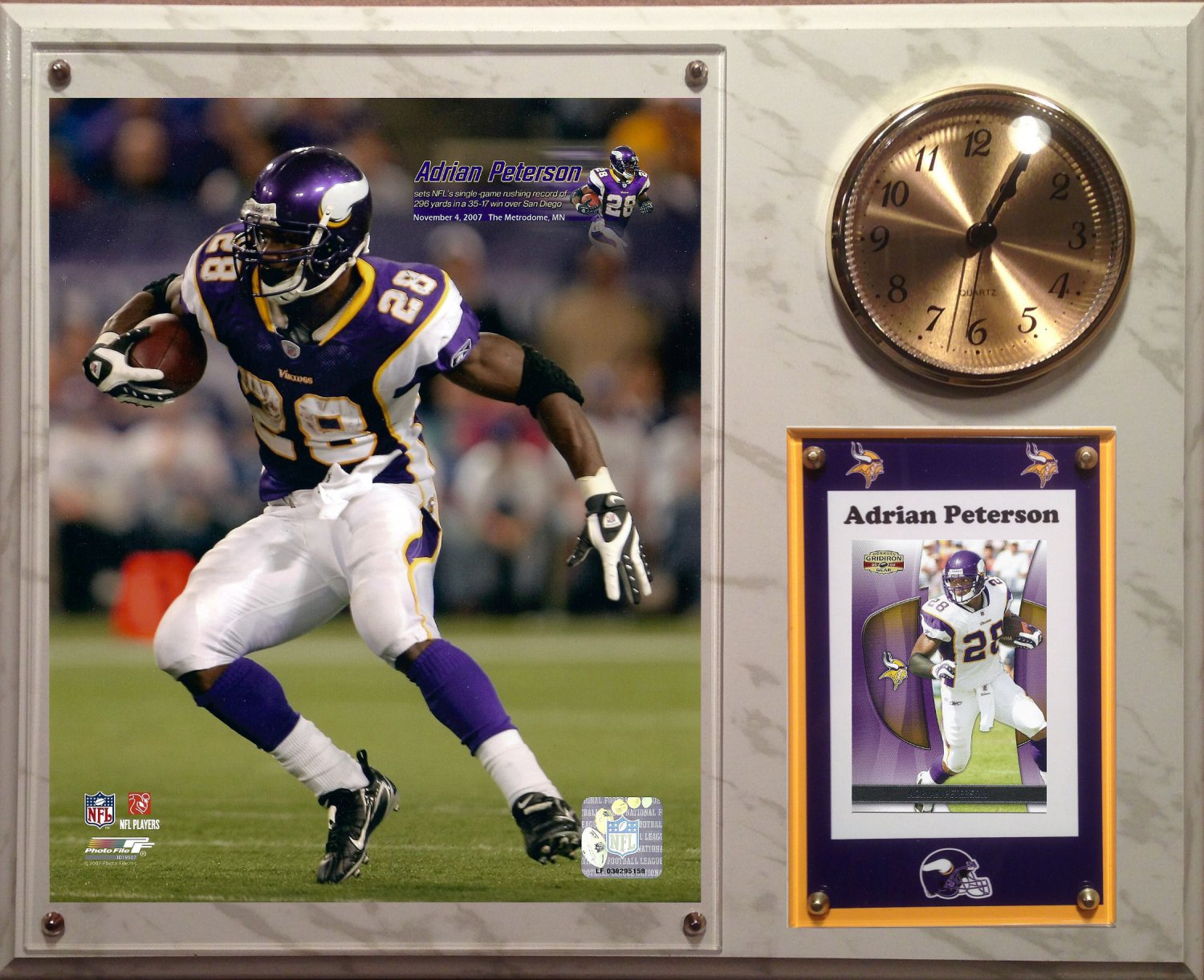 Adrian Peterson Minnesota Vikings Photo Plaque clock.