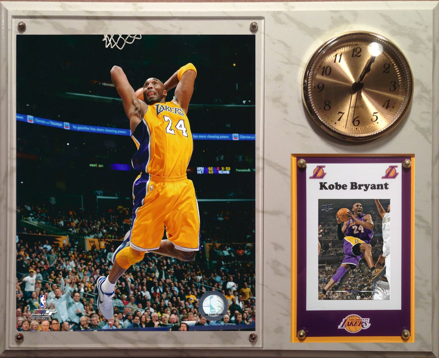 Kobe Bryant Los Angeles Lakers Photo Plaque clock.