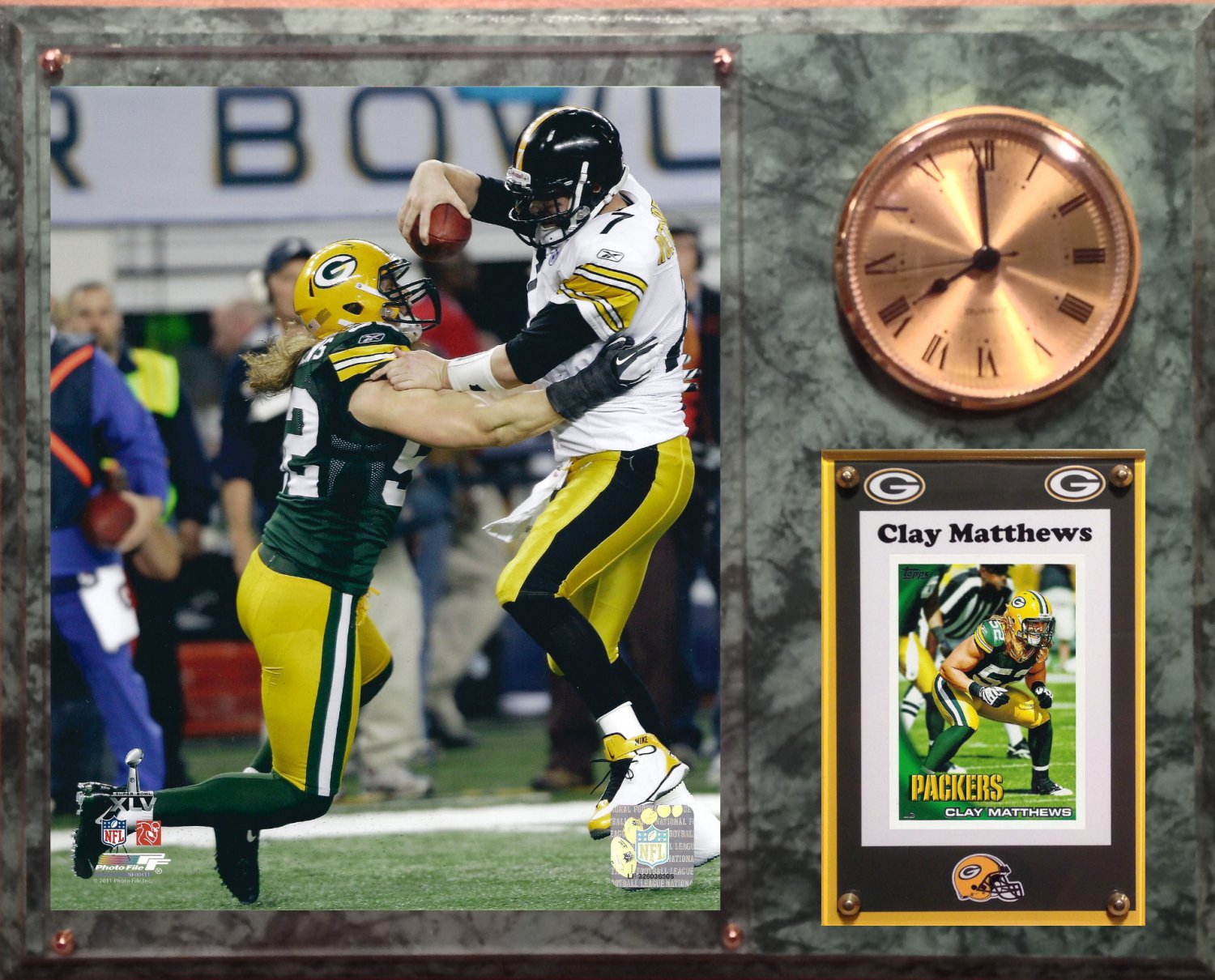 Clay Matthews Green Bay Packers Photo Plaque clock.