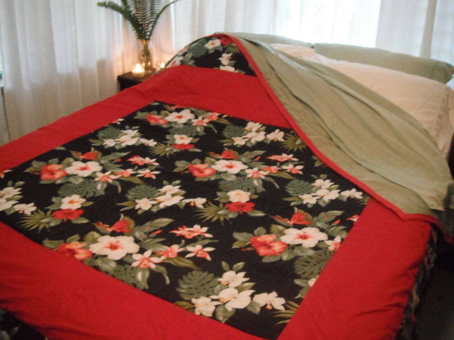 Exotic Red Hibiscus Quilt