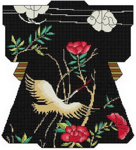 Crane Ribbons Kimono