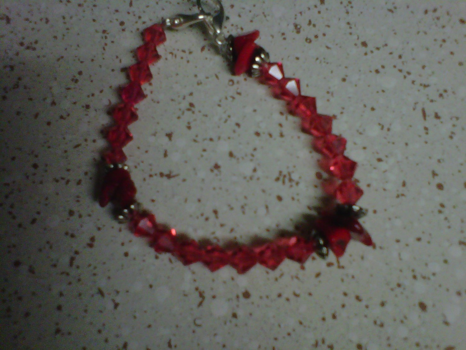 red and pink bracelet
