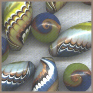 Polymer Clay Blue and Chartreuse Accent Beads