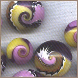 Polymer Clay Purple & Yellow Small Swirled Accent Beads