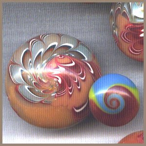 Polymer Clay Turquoise & Coral Swirled Beads