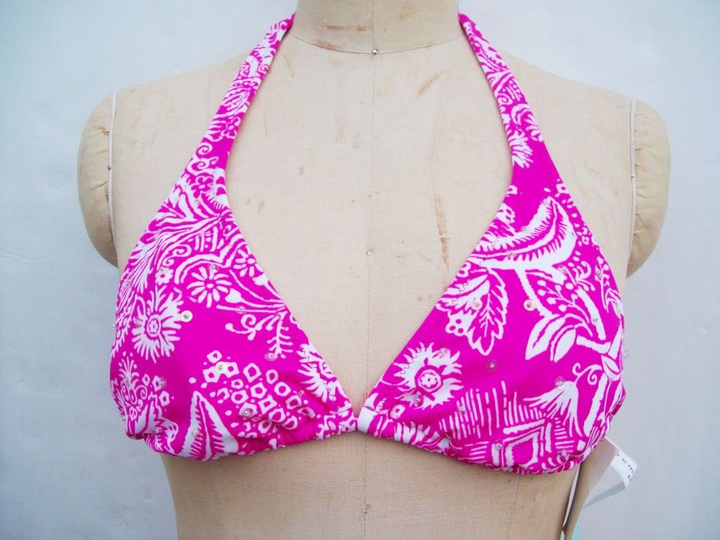Radio Fiji rose halter padded bikini top swimsuit size L
