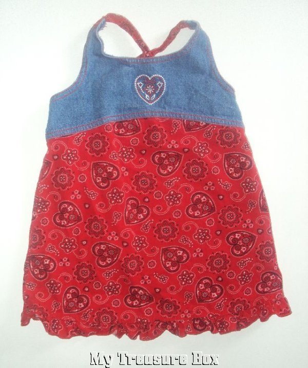 Zoey 2T Red BANDANA Denim Spring Summer Dress