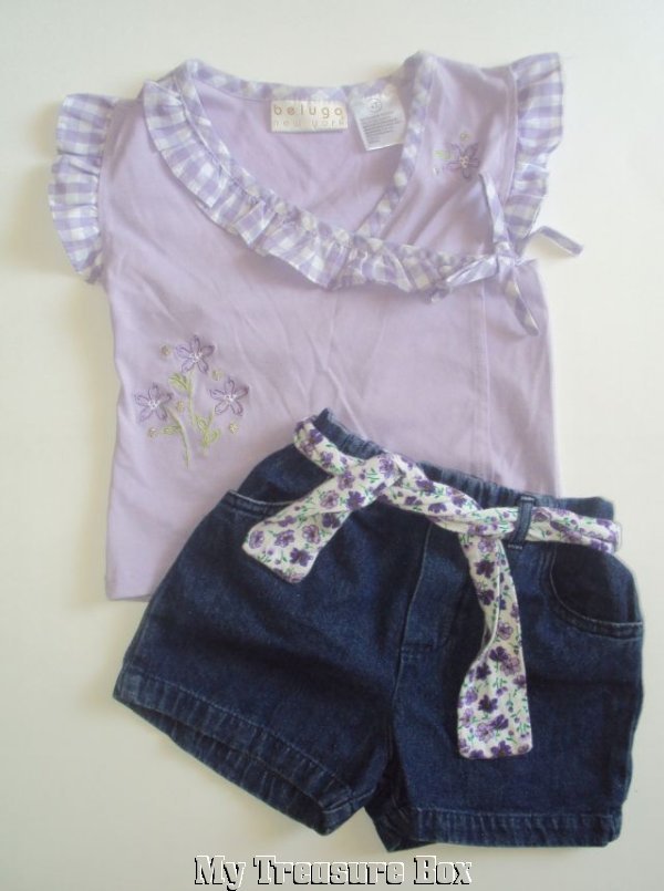 BABY BELUGA TOP & DENIM SHORTS 4T SUMMER OUTFIT