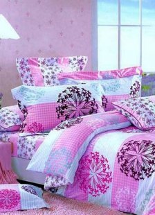 Pink Blue Cotton Bedding Set Dandelion
