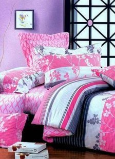 Quality Pink Cotton Bedding Set Flower
