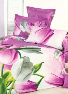 Beautiful Rose Cotton 4-Pc Tulips Printed Bedding Set