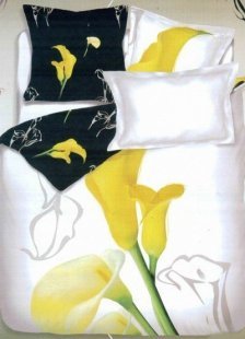 Gorgeous White Cotton 4-Pc Flower Printed Bedding Set