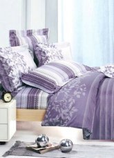 4-pc Beautiful Light Purple Cotton Floral Reactive Print Duvet Cover Bedding Set