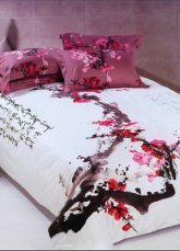 4-pc Classical White And Red Cotton Duvet Cover Bedding Set