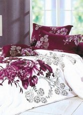 4-pc Beautiful Purple Cotton Floral Reactive Print Duvet Cover