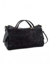 Sweet Black Leather Lace Womens Shoulder Bag