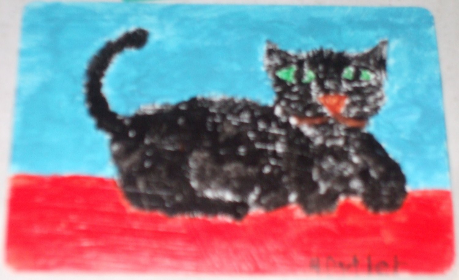 playing card size folk art cat painting
