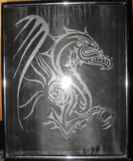 Black Dragon Glass Etching