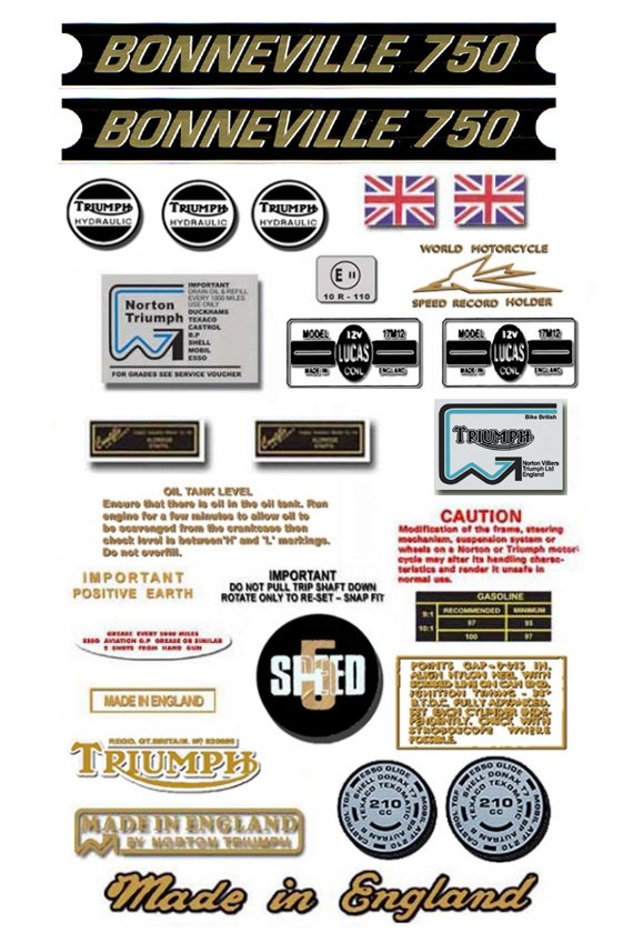 1975 82 Bonneville T140v T140e T140d Decals Triumph Bonneville