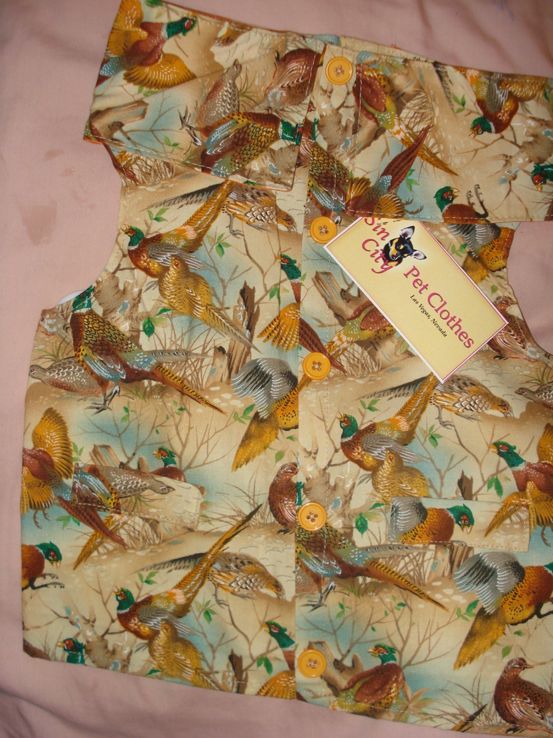 Medium size pet shirt / vest in Pheasant print - dd10