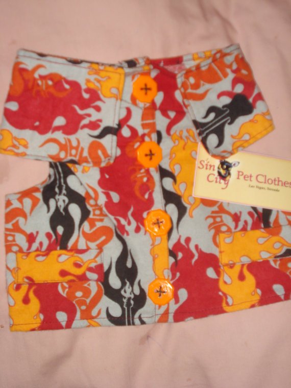 X-Small flame print pet shirt / vest - dd08
