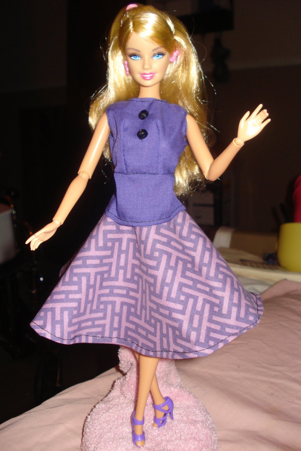 Circular skirt and top set in Purple for Barbie Doll - ed06