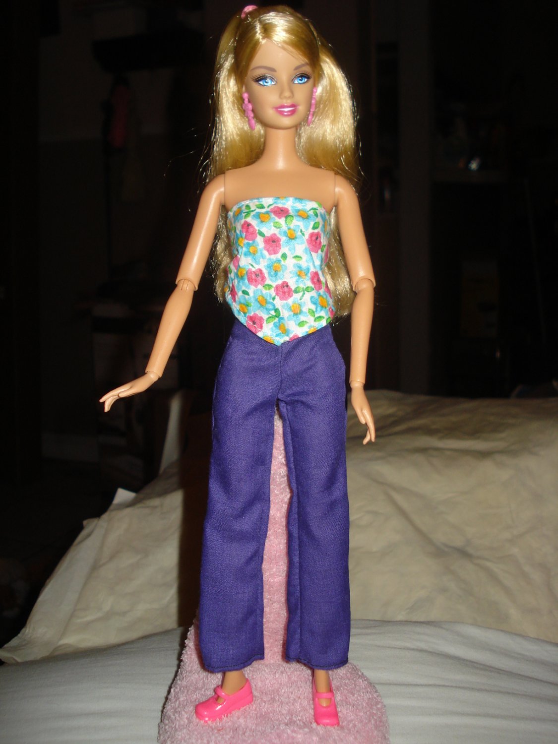 Long purple pants and a floral top for Barbie Doll - ed55
