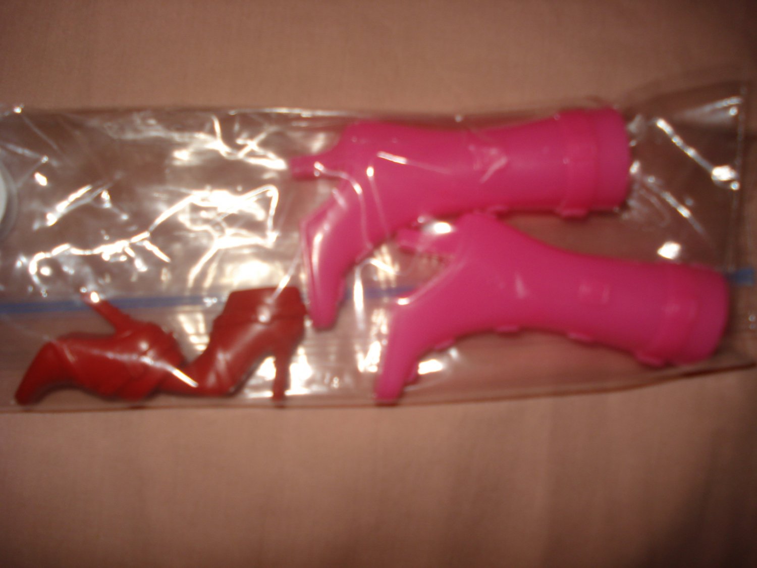 Red ankle boots and hot pink calf high boots for Barbie Doll - NEW ea03