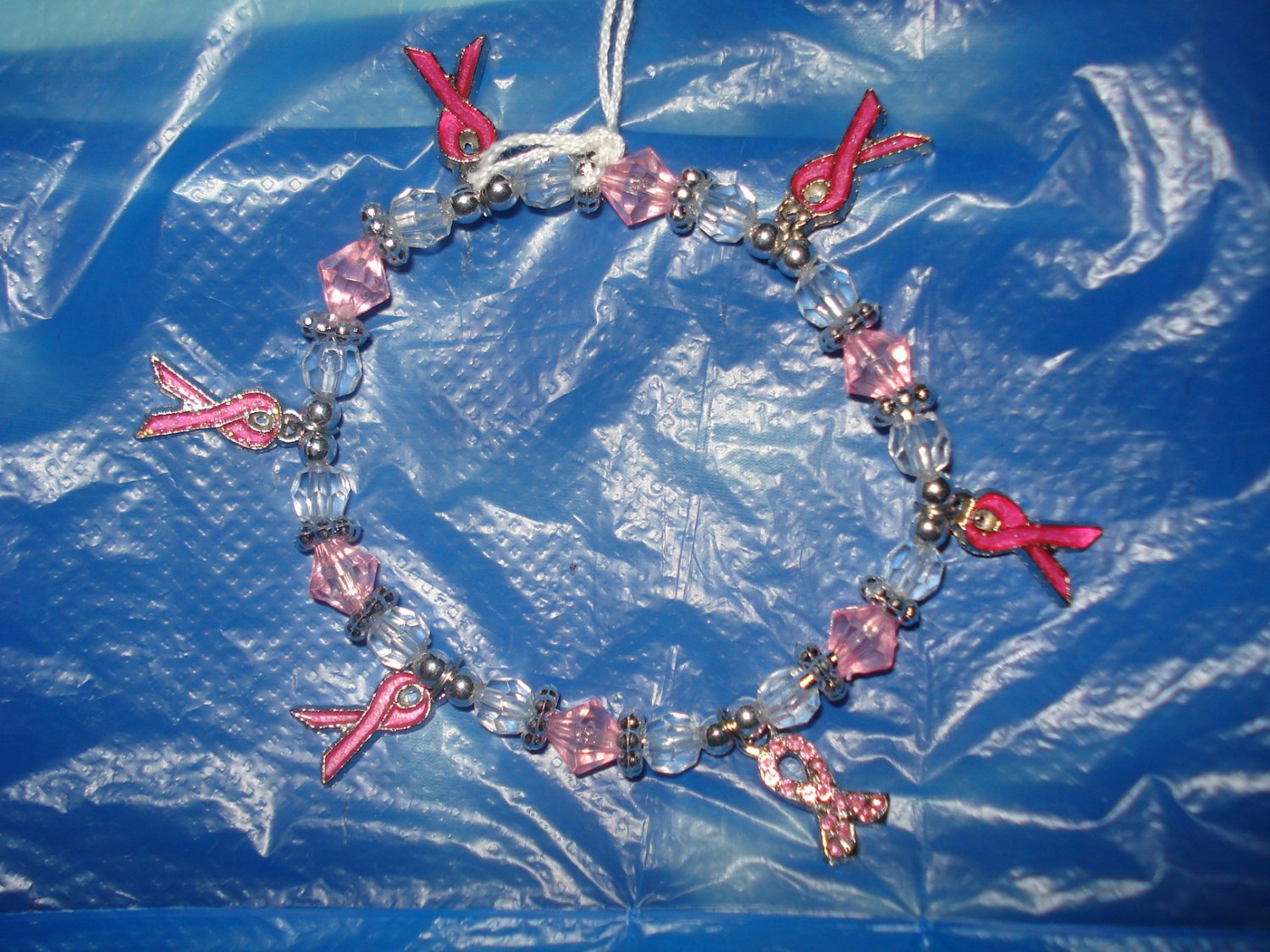 Breast Cancer awareness stretch charm bracelet - eg15
