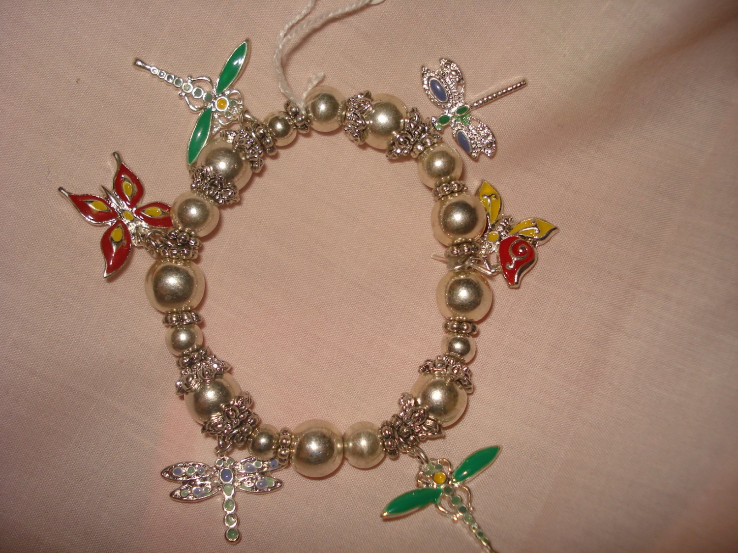 Silver stretch butterfly charm bracelet - eg16