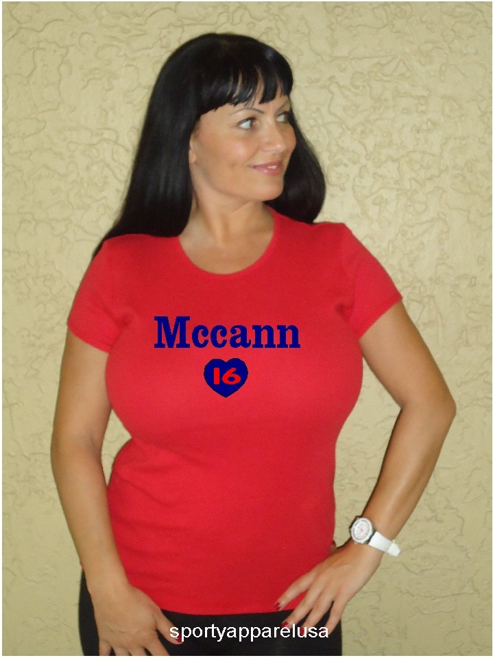 Womens "Brian McCann" Braves T Shirt Jersey S-XXL