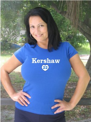 Womens "Clayton Kershaw" Dodgers T Shirt Jersey S-XXL