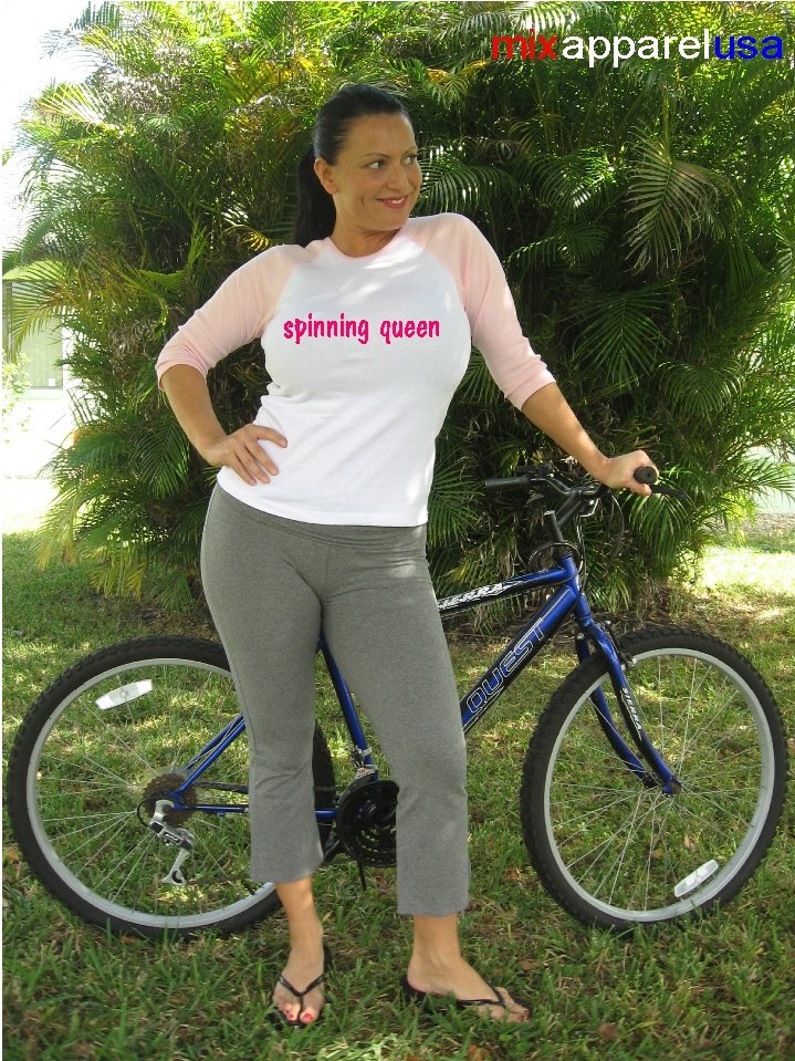 Womens "Spinning Queen" Exercise Workout Fitness T Shirt