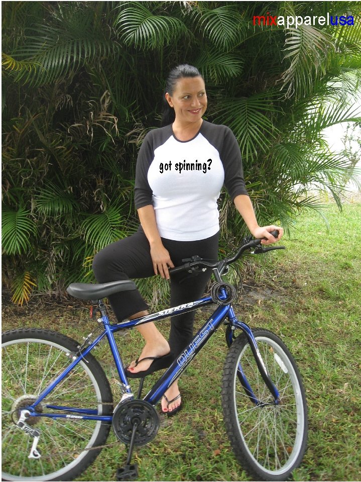 Womens "Go Spinning ?" Exercise Workout Fitness T Shirt