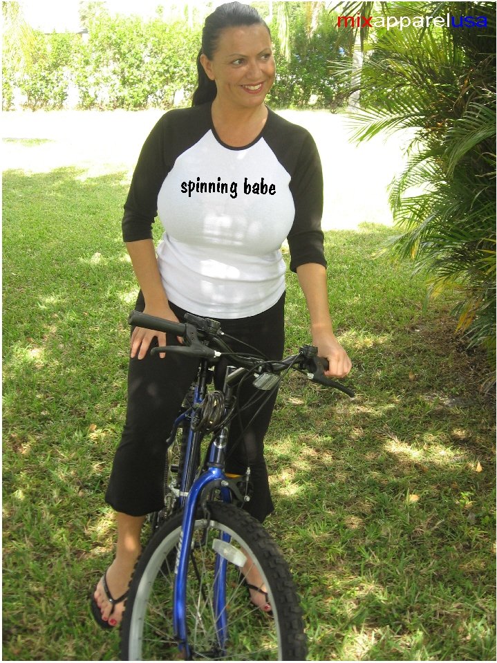 Womens "Spinning Babe" Exercise Workout Fitness T Shirt
