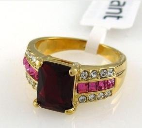 New Red tourmaline tanzanite & topaz Ring 8#