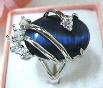 Exquisite blue opal crystal women's ring size:7,8,9