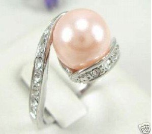 Beautiful pink shell pearl women's ring 7-10# free shipping