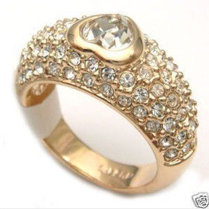 18k white gold plated Swarovski Crystal ring(8#/ 9# )free shipping